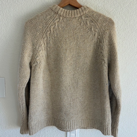 Finisterre oatmeal cable knit wool raglan sweater UK 8 / US 4 - Picture 5 of 5